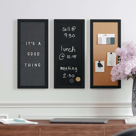 Martha Stewart Everette 18in. x 24in. Cork Board, Chlk Board, Lttr Board Set w/Psh Pns, Mgnts, Liq Chlk, Lttrs, Blk BR-DK20221011-1-BK-MS